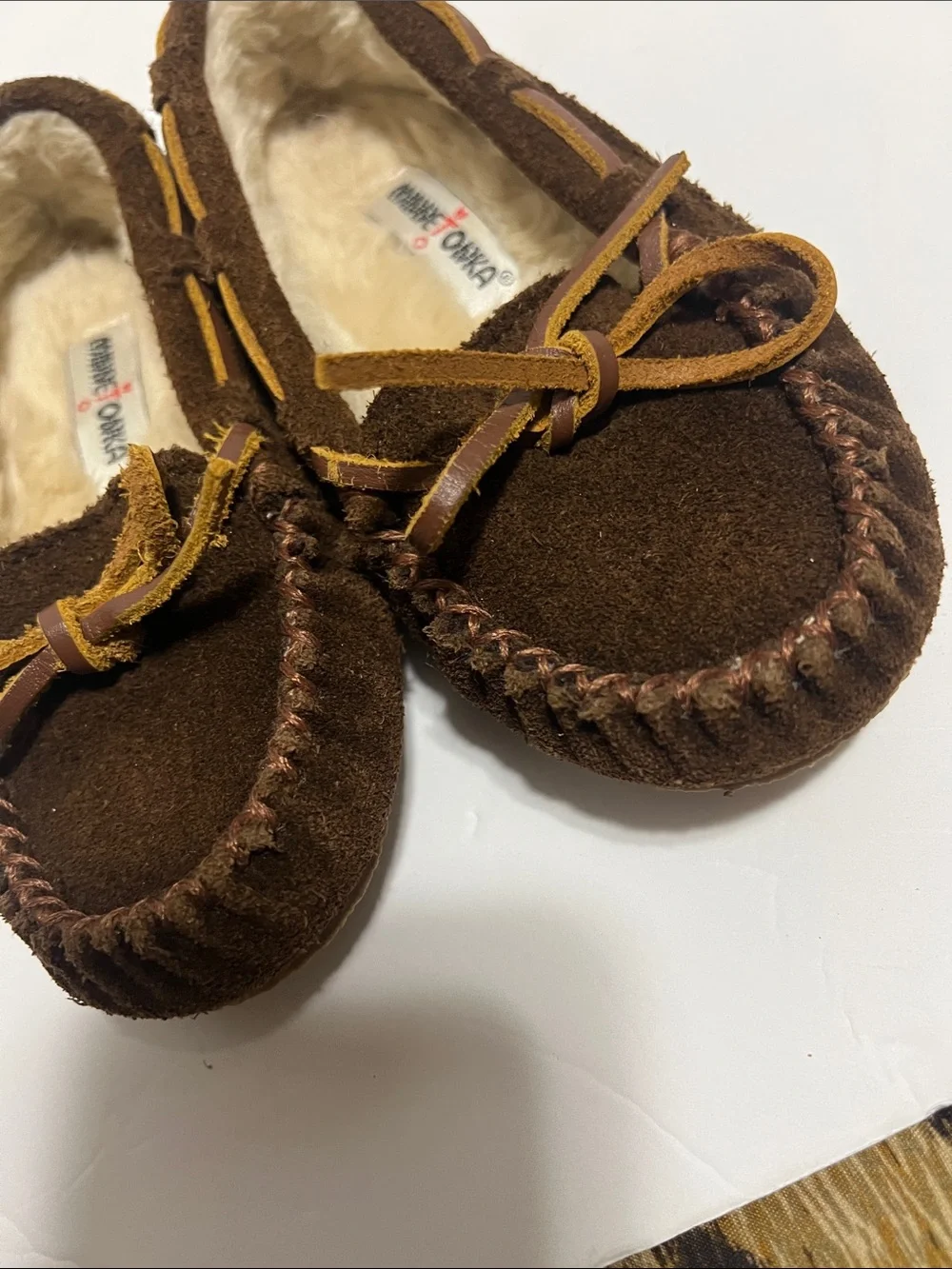 Toddler Minnetonka moccasins brown suede size 11